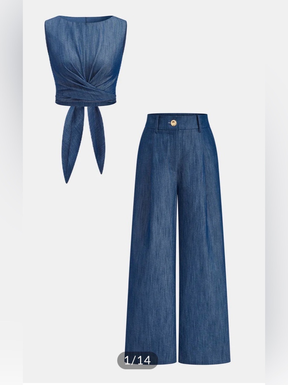 Commense Cross Tie crop top & Wide-Leg pants set
